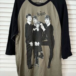 Trunk Ltd The Beatles 3/4 Sleeve Raglan Shirt - Black and Tan